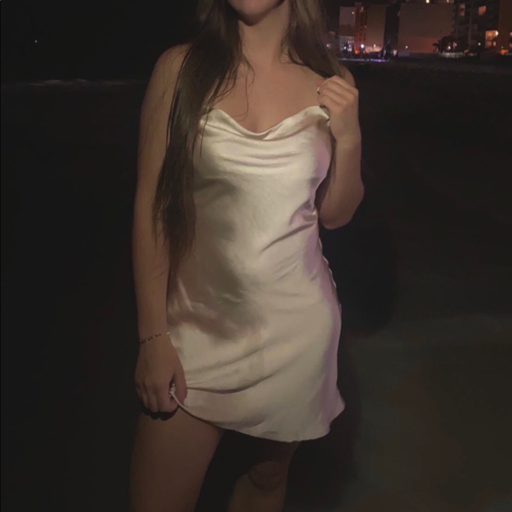 Cowl Neck Satin Mini Dress